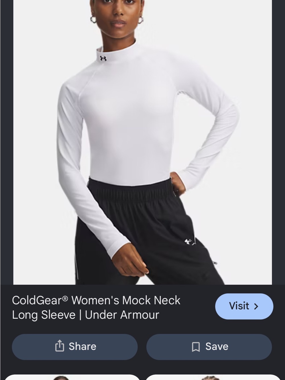 Under Armour Women's White ColdGear Mock Neck Long Sleeve
